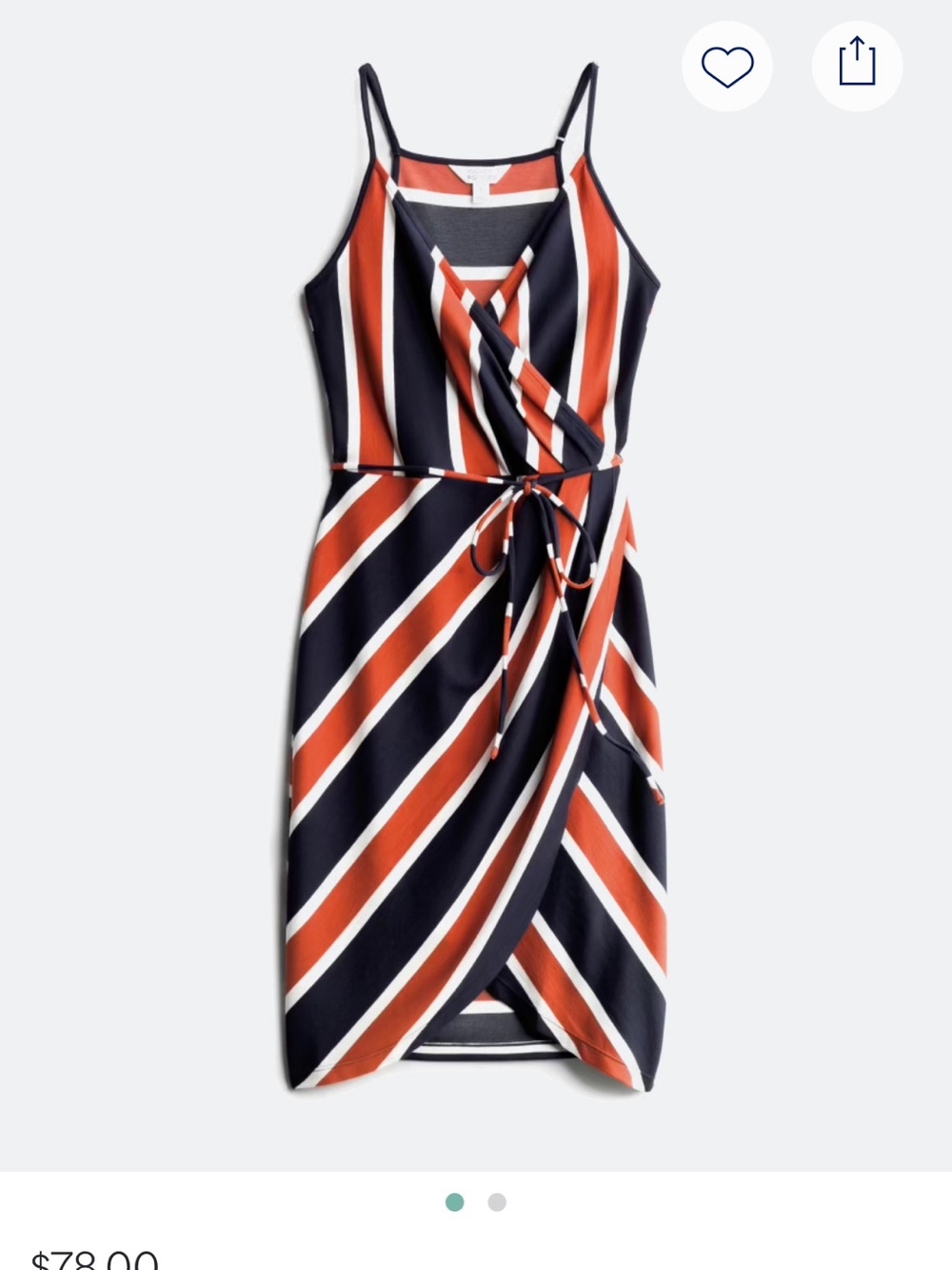 Market & Spruce Striped Wrap Mini Dress - Navy, Rust & White